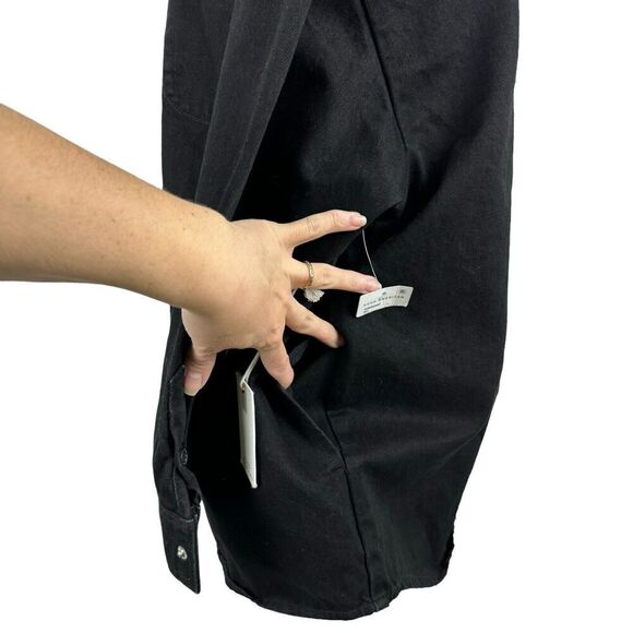 Good American Black Denim Shacket Jacket Oversized Size 1/2 Minimalist GWS999P - Picture 10 of 14